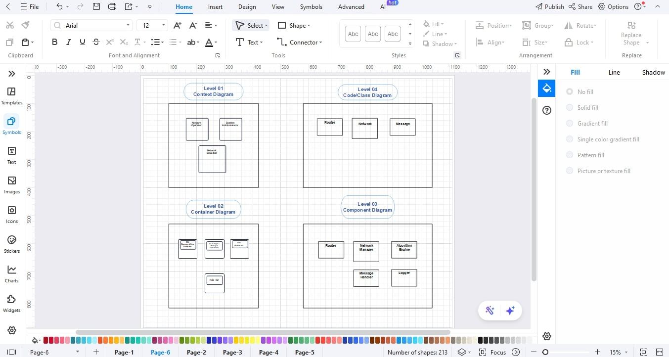 EdrawMax-canvas-showing-added-containers