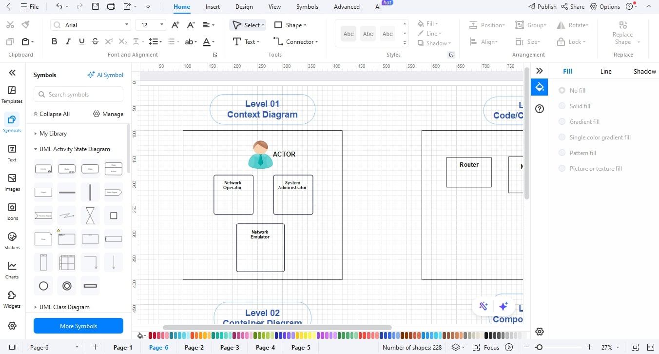 EdrawMax-canvas-showing-inserted-actors
