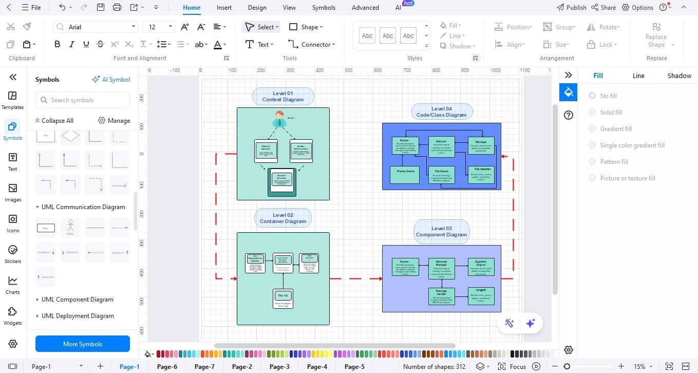 EdrawMax-canvas-showing-linked-arrows-and-flows