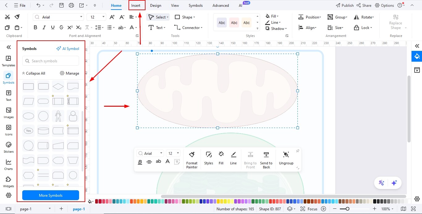 EdrawMax Canvas-Adding shapes or inserting images from your computer