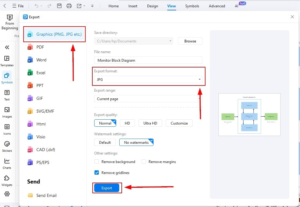 EdrawMax Interface-Save Diagram from Template