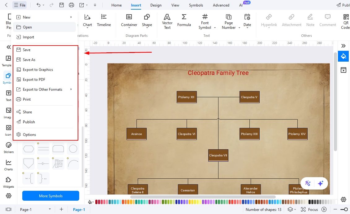 EdrawMax-Exporting-the-family-tree