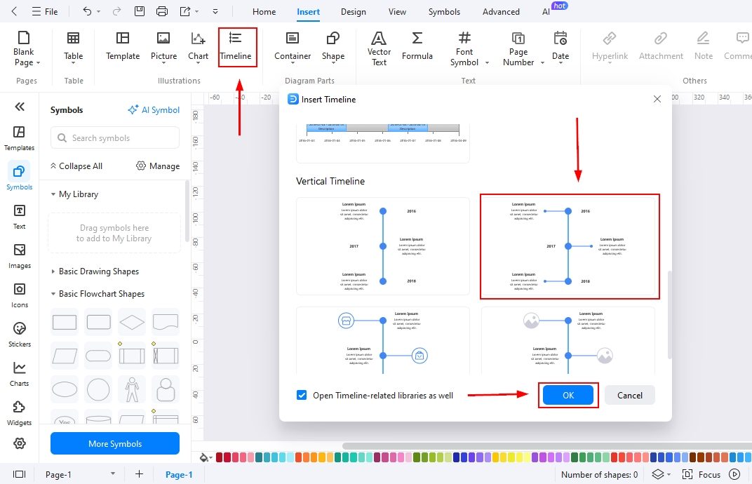 EdrawMax-Adding a timeline structure