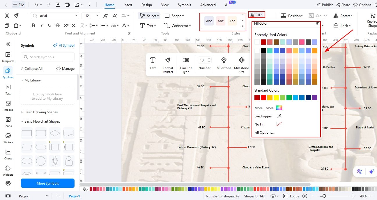 EdrawMax-Connecting events with connector tool