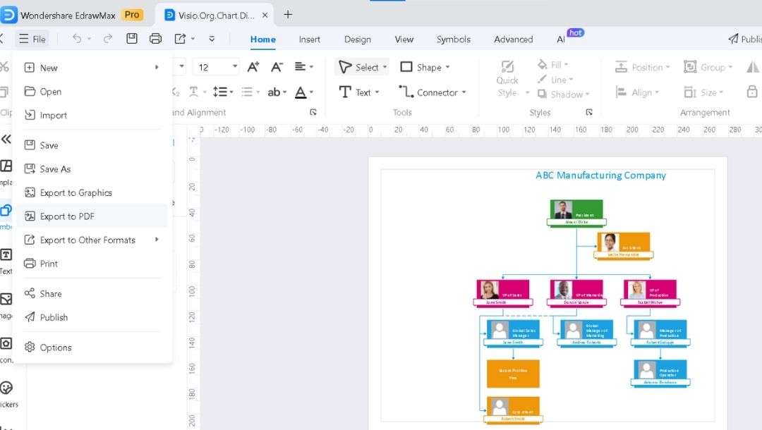 EdrawMax-Exporting to PDF