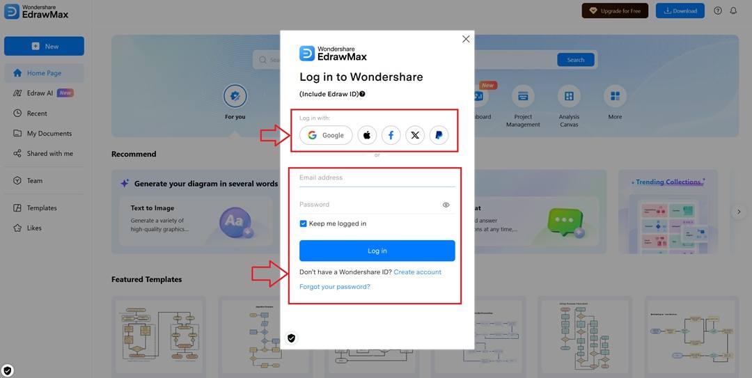 EdrawMax sign-in-interface