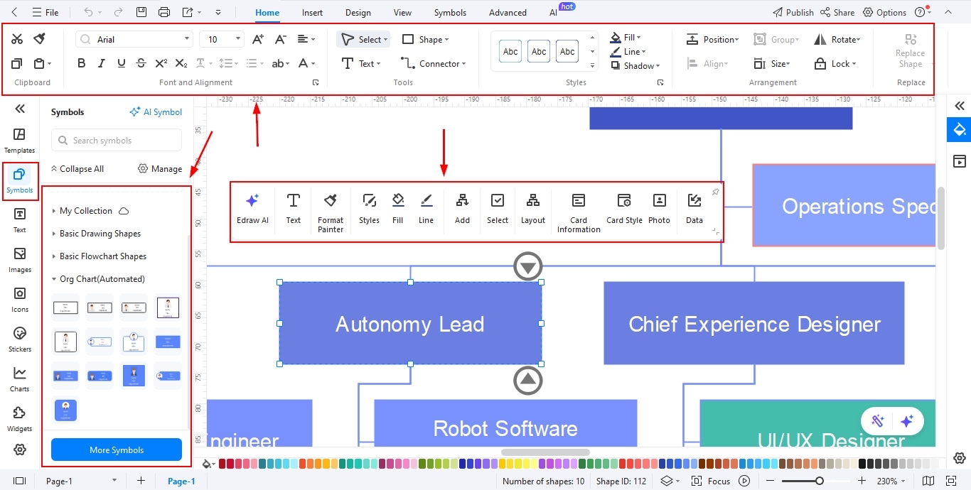edit the org chart
