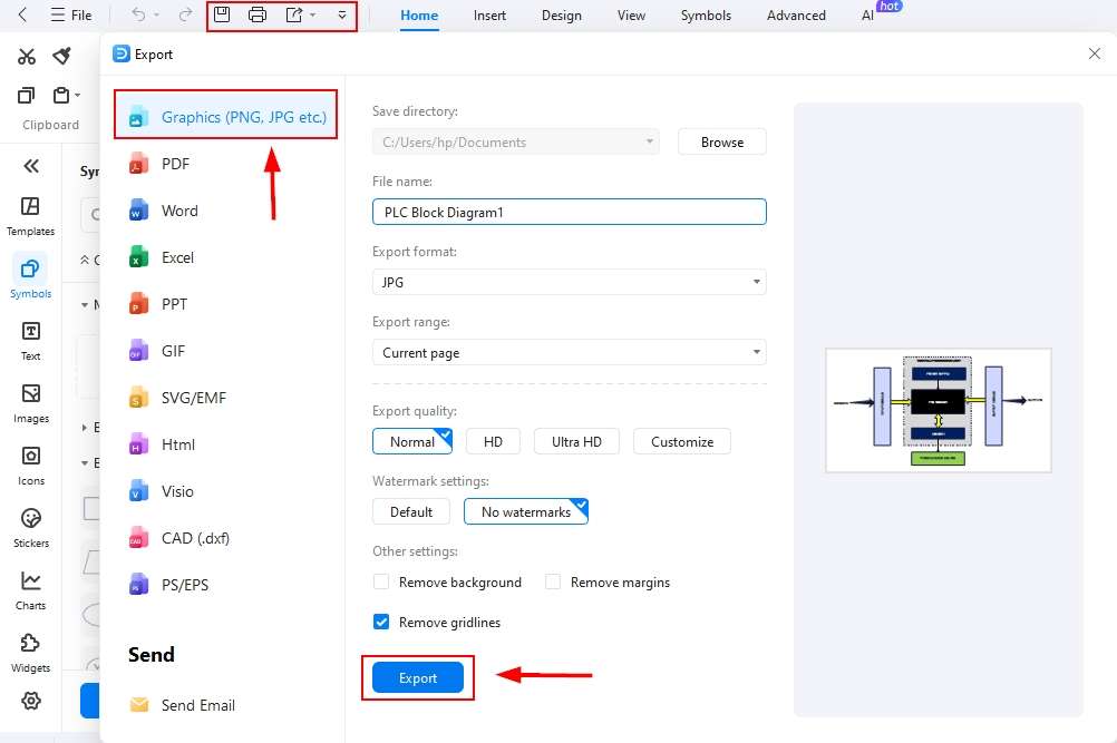 Export-Export template