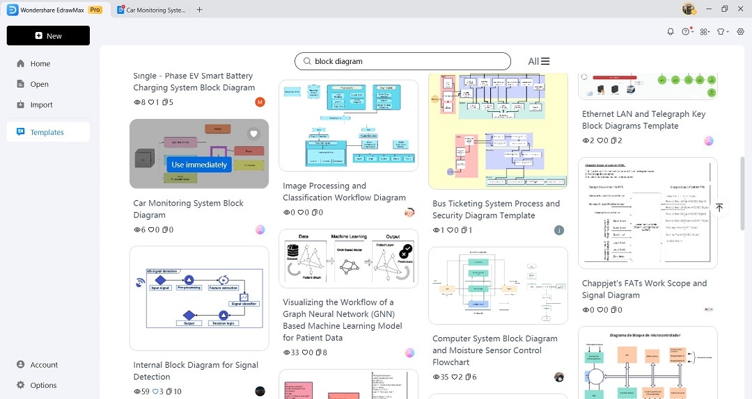 choosing block diagram templates