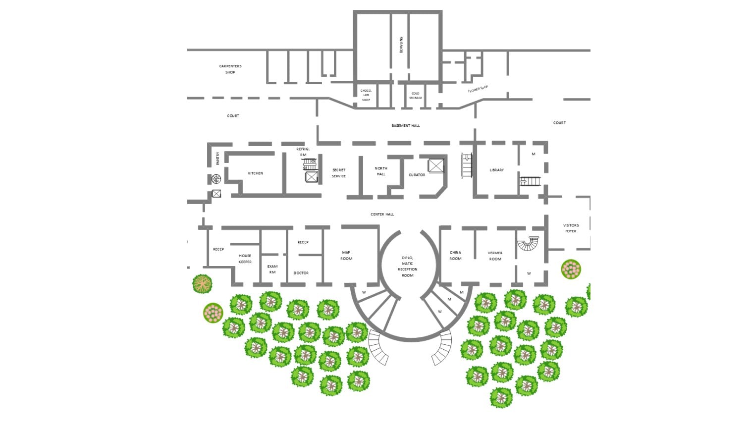 East Wing Floor Plan-Showing layout and rooms