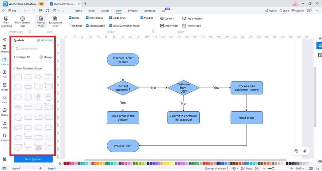 editing interface-adding shapes
