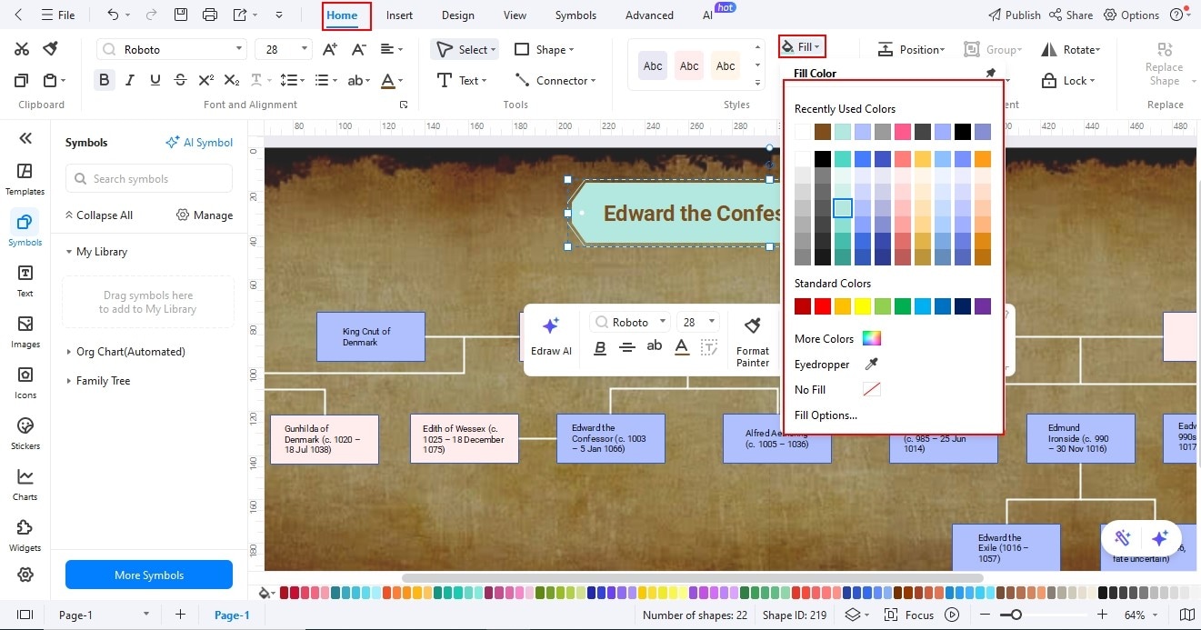 EdrawMax-Applying colors to elements