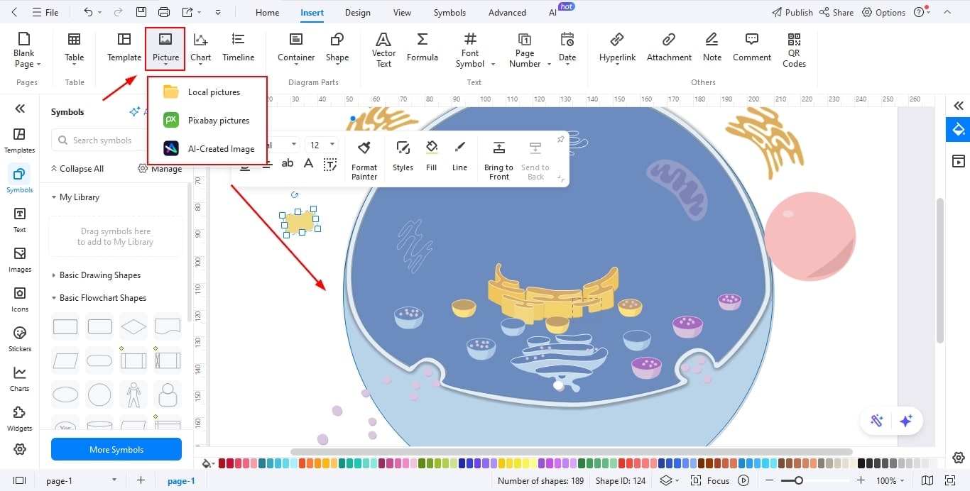 Zeichenfläche: Bilder und Elemente einfügen