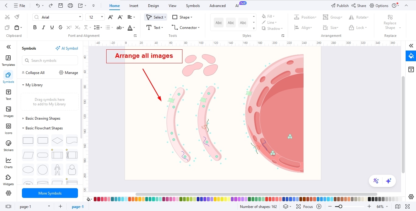 EdrawMax-Arranging the images on the canvas