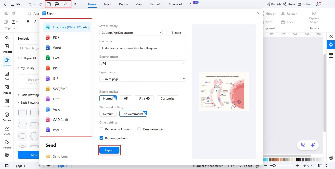 EdrawMax-Exporting the design in your computer