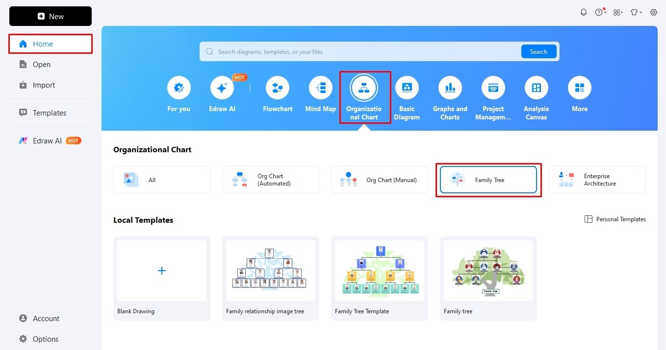 family tree blank canvas edrawmax