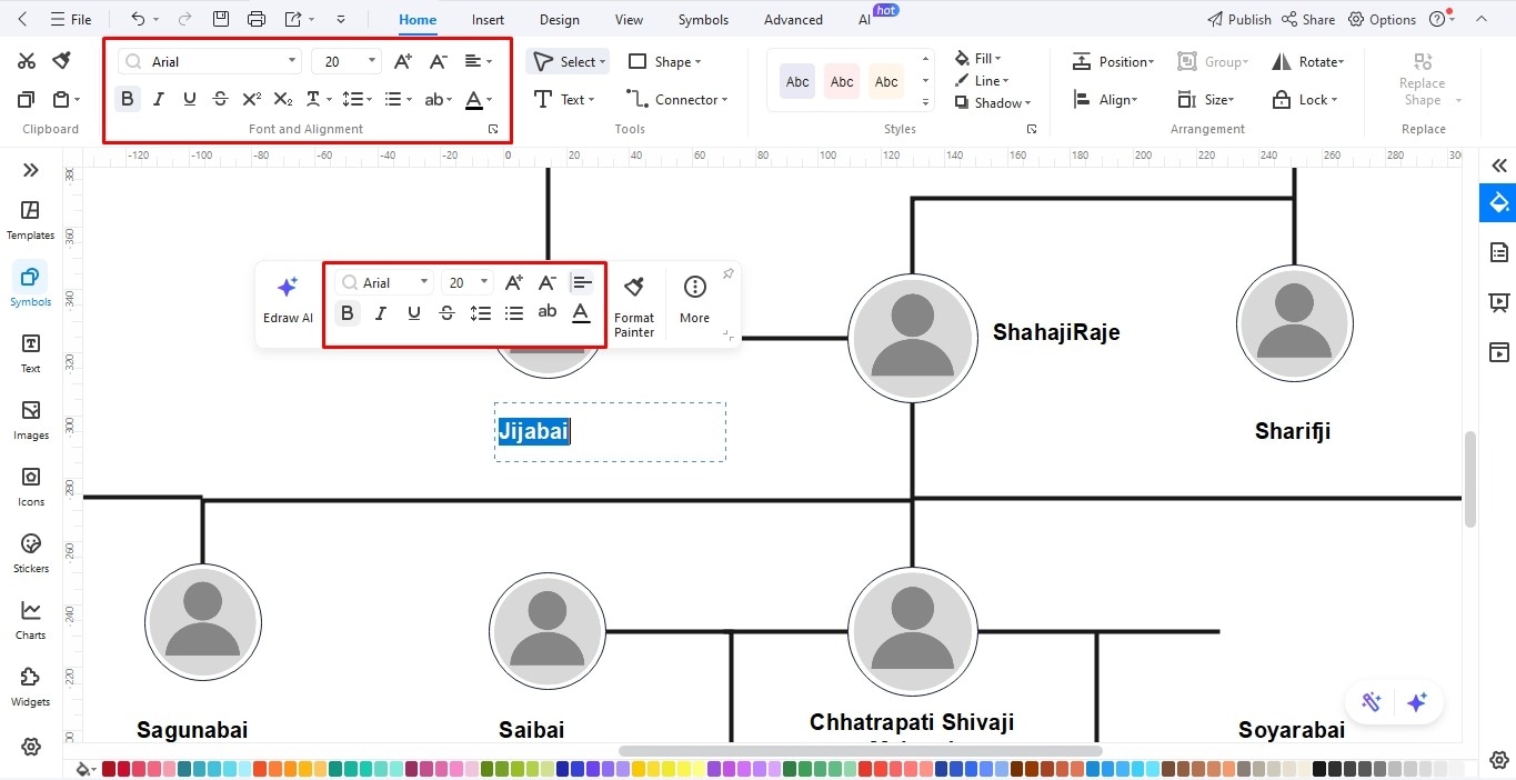 label family tree profiles edrawmax