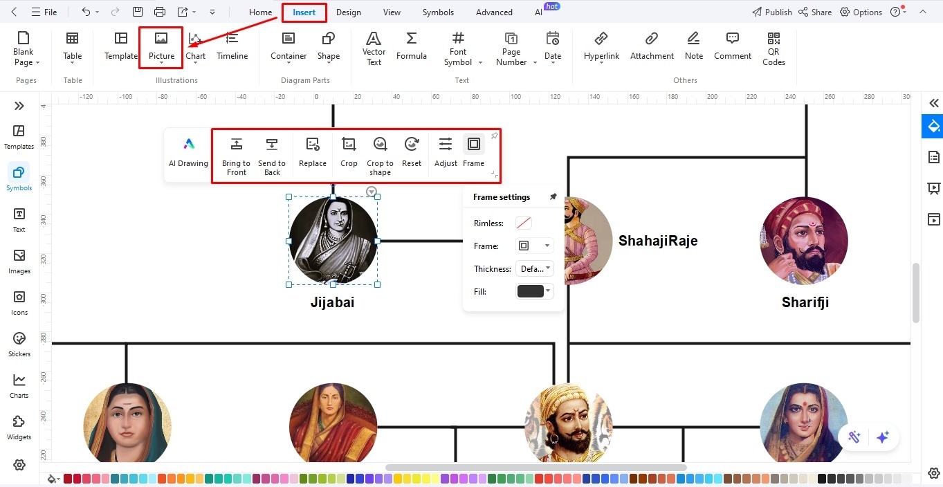 add photos family tree edrawmax