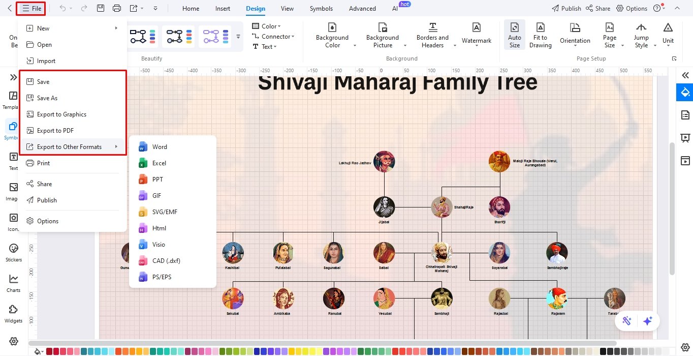 download and save family tree edrawmax