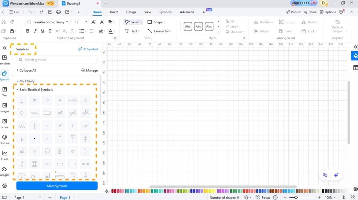 Add Electrical Symbols-Selecting libraries in EdrawMax