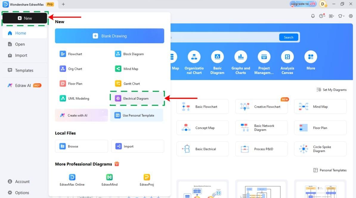 Create a New Diagram-Starting a project in EdrawMax