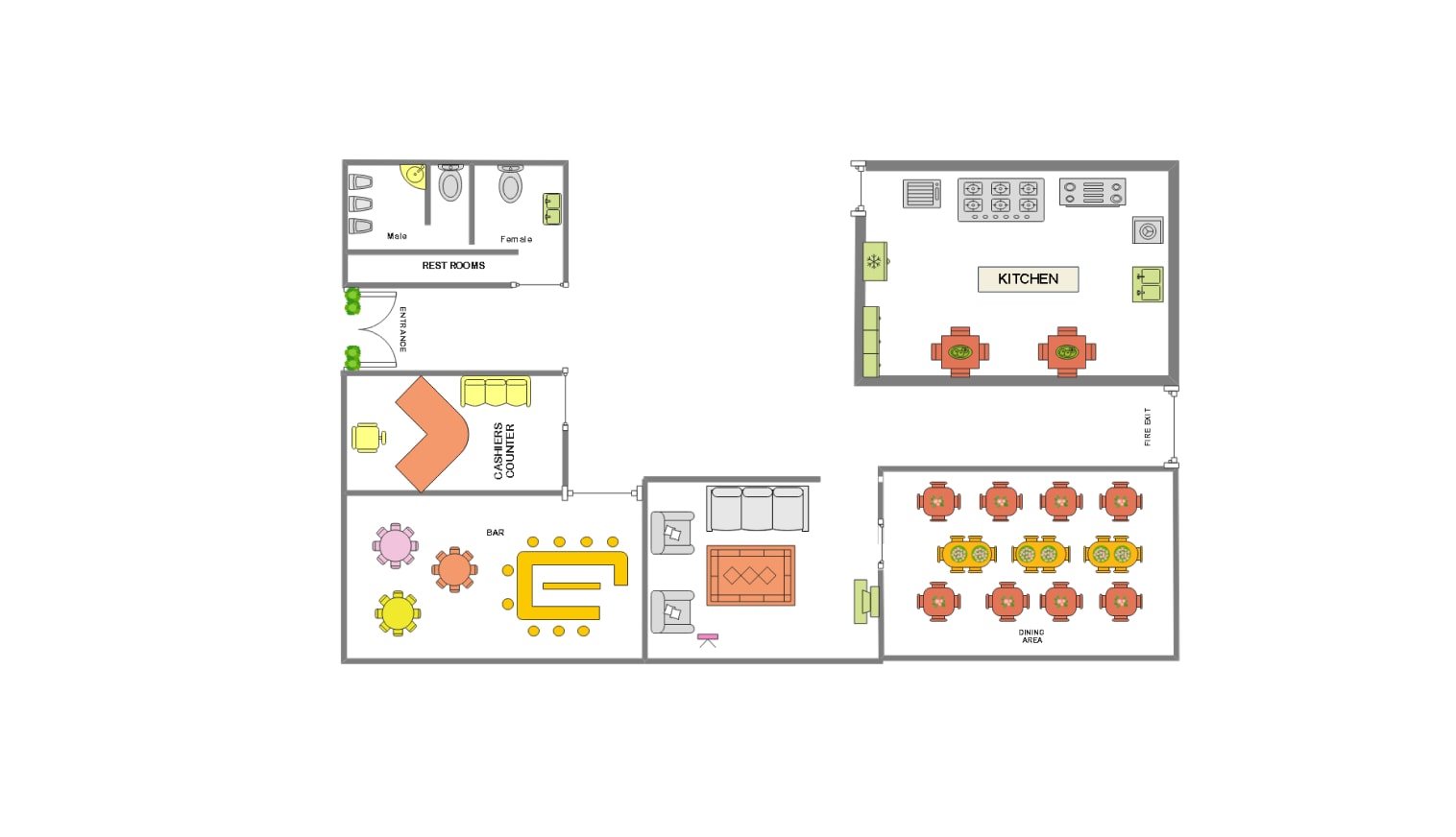 restaurant floor plan on EdrawMax