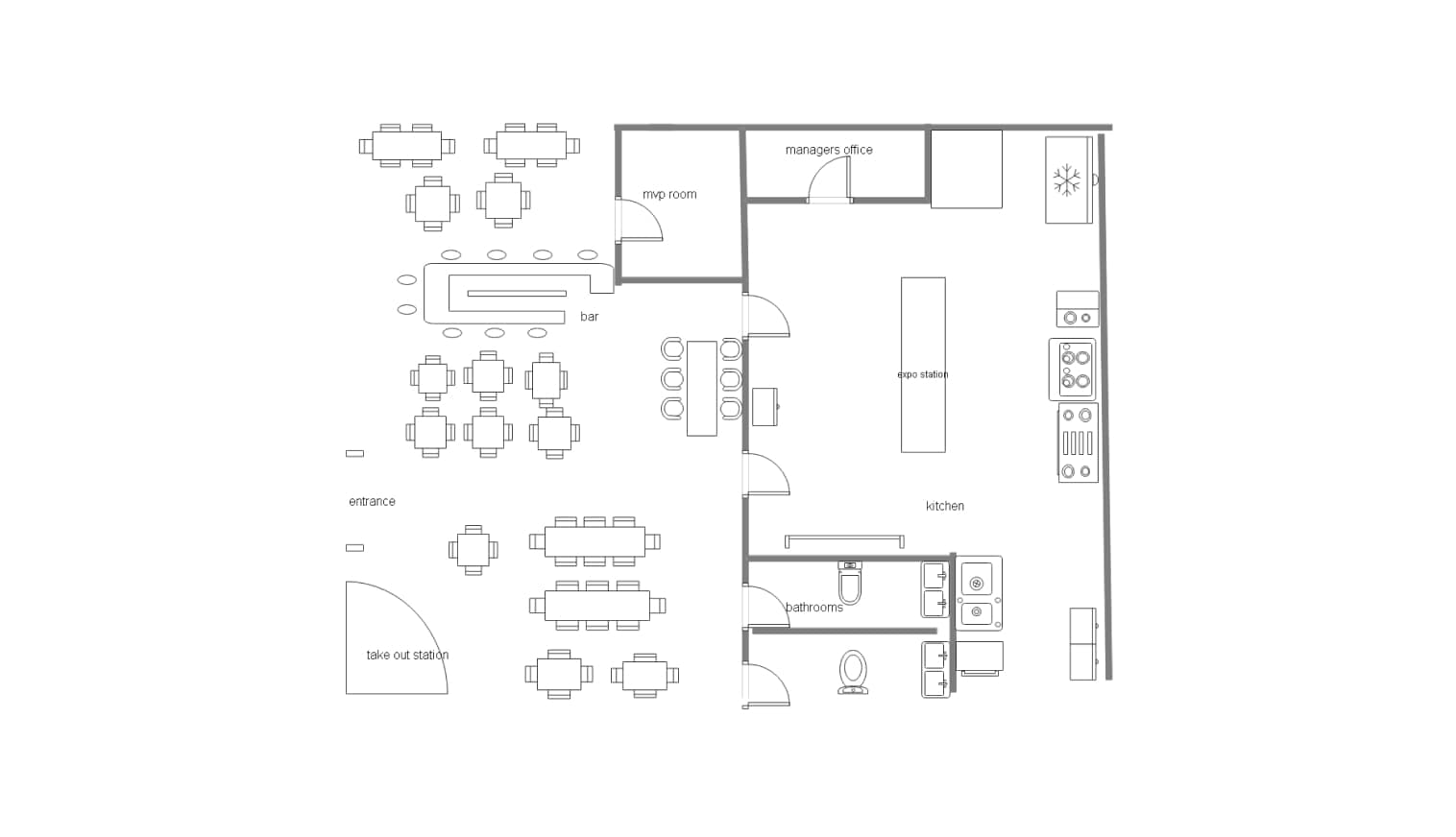restaurant floor plan on EdrawMax