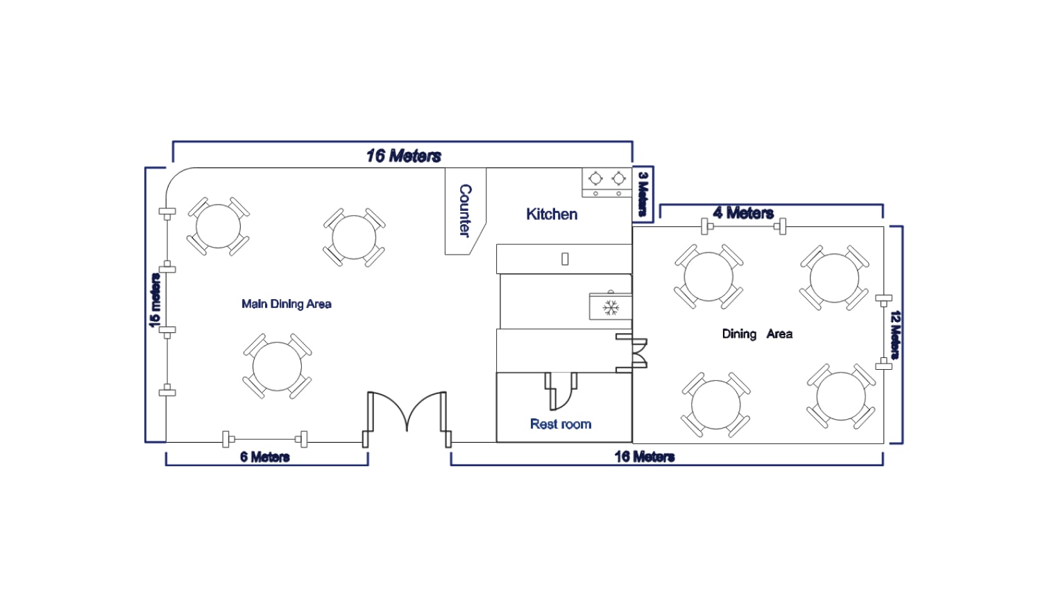 restaurant floor plan on EdrawMax