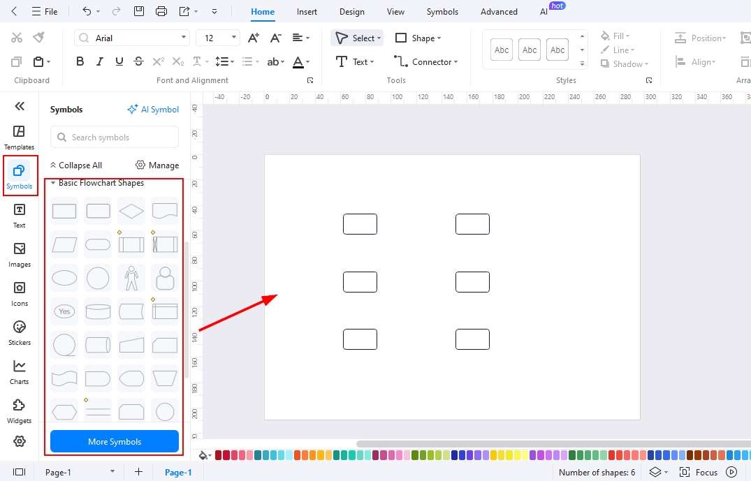 EdrawMax Canvas-Drag and drop symbols