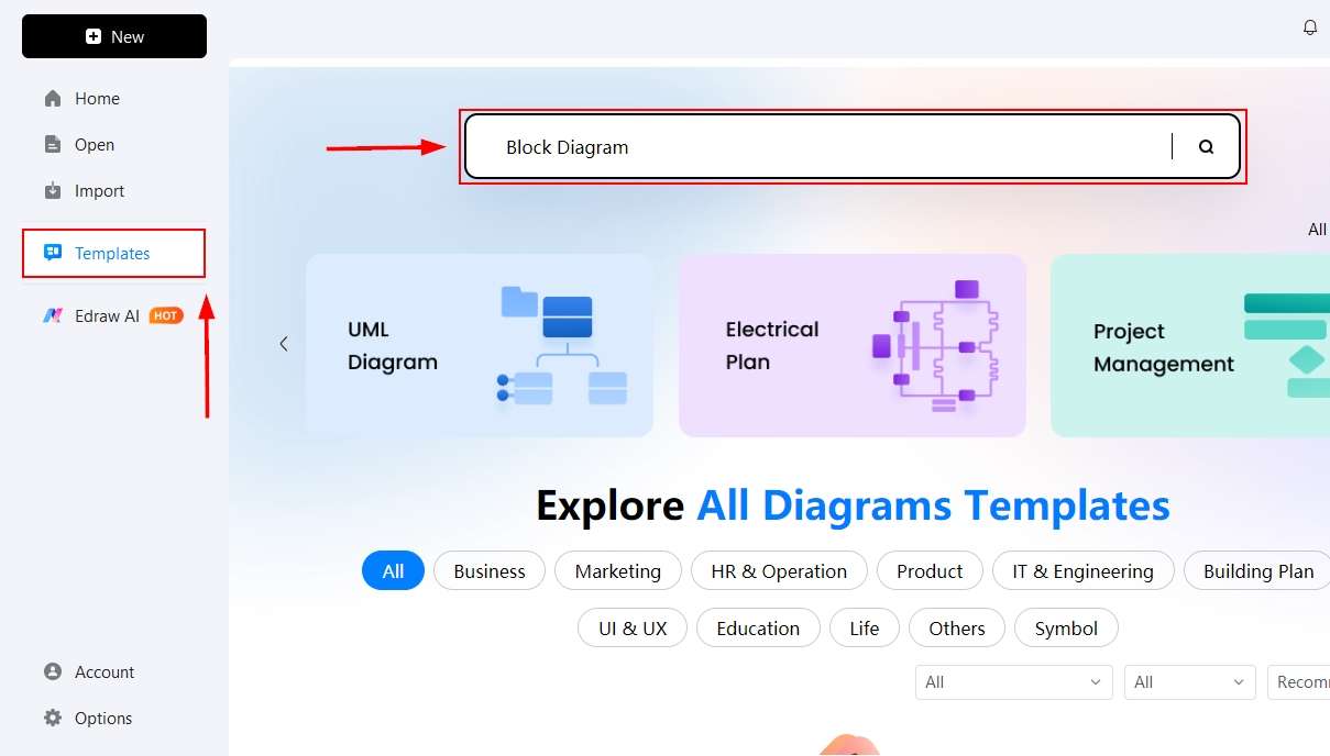 EdrawMax Template Library-Search for block diagrams