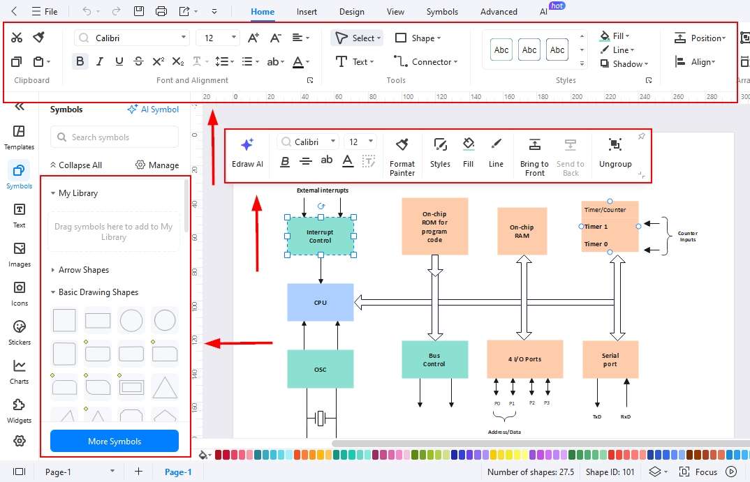 EdrawMax Canvas-Editing a template