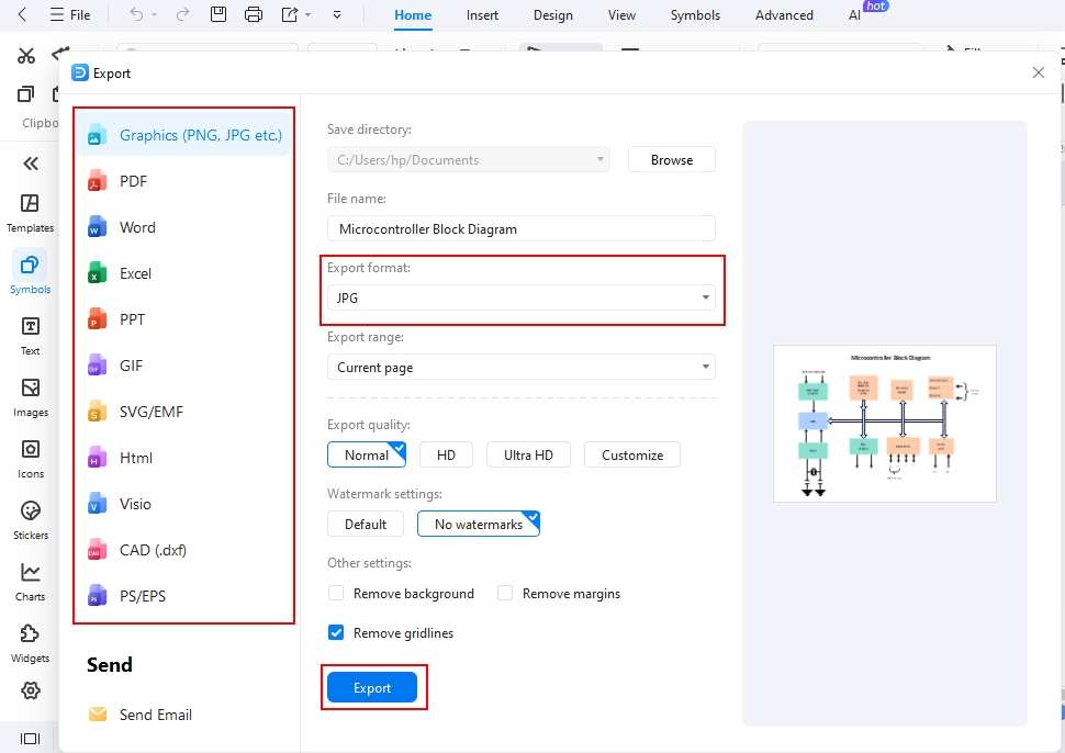 EdrawMax Export-Saving the final diagram