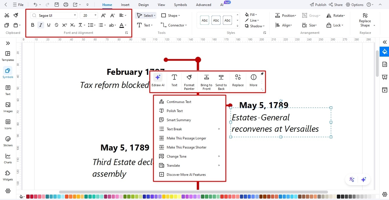 add text labels timeline edrawmax