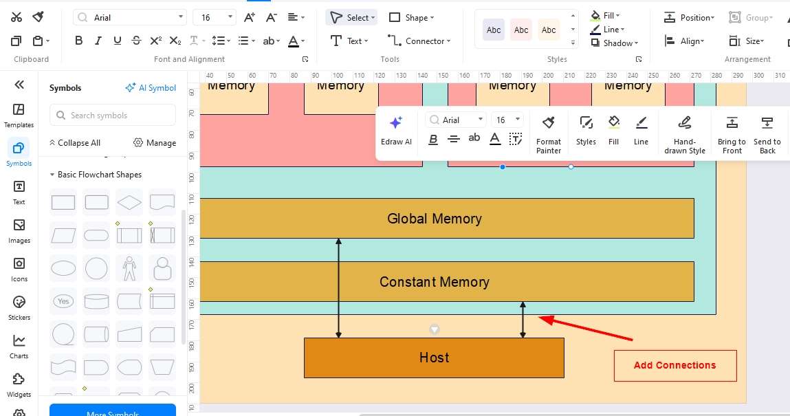 GPU Block Diagram-Adding connector lines between blocks