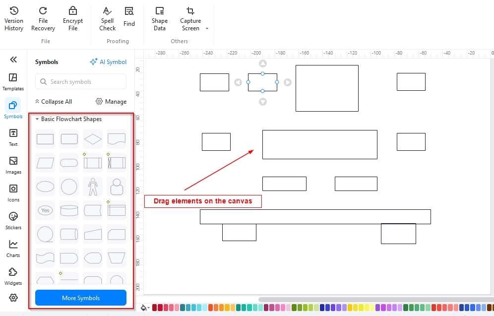 EdrawMax Canvas-Dragging and dropping shape elements
