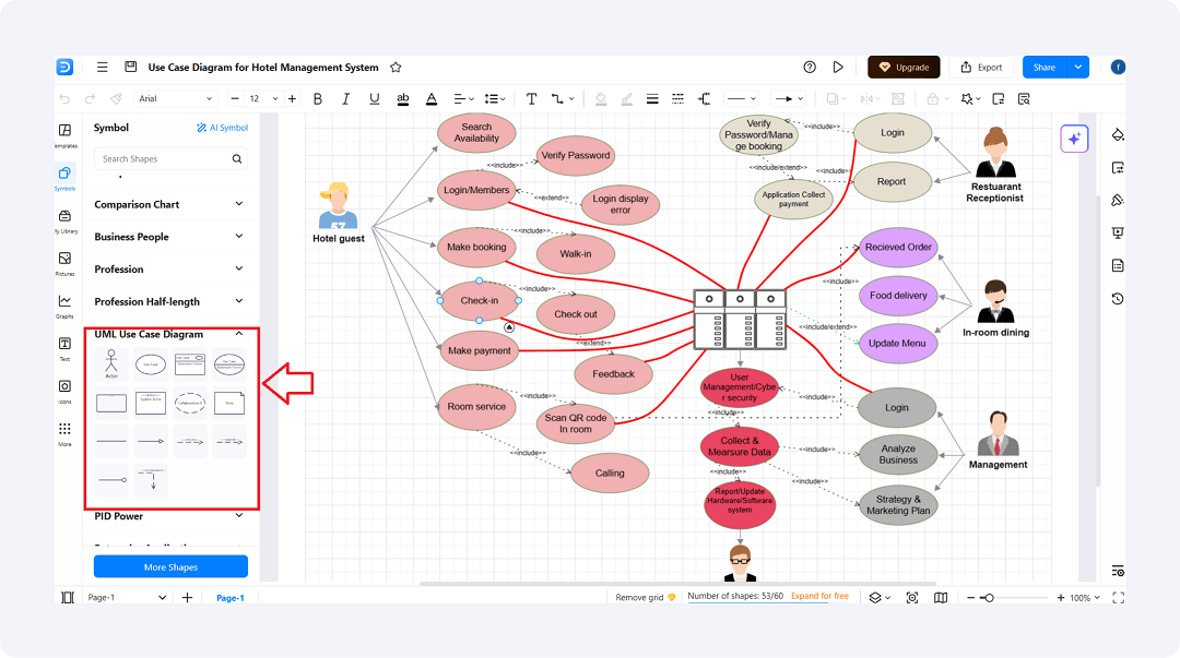 use case diagram editing