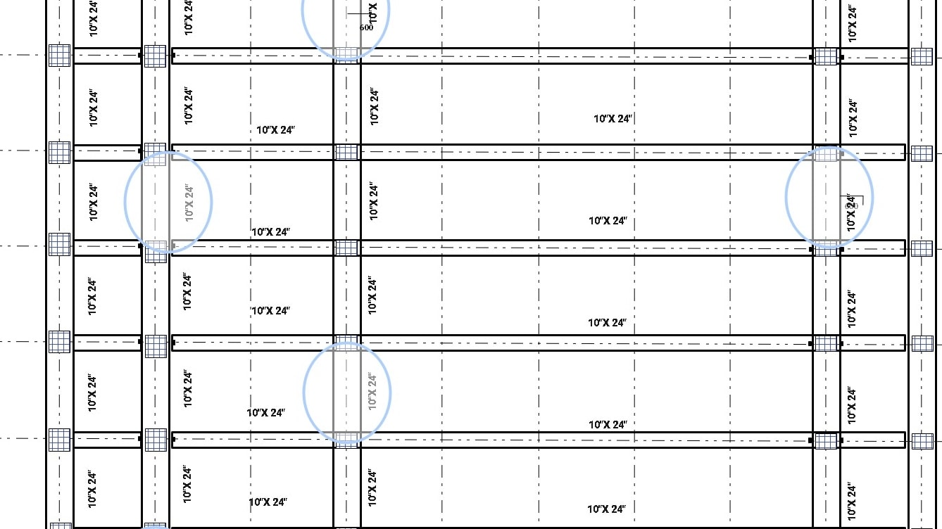 joist position in a beam plan