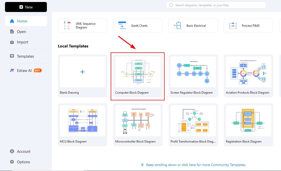 Template-Select and click
