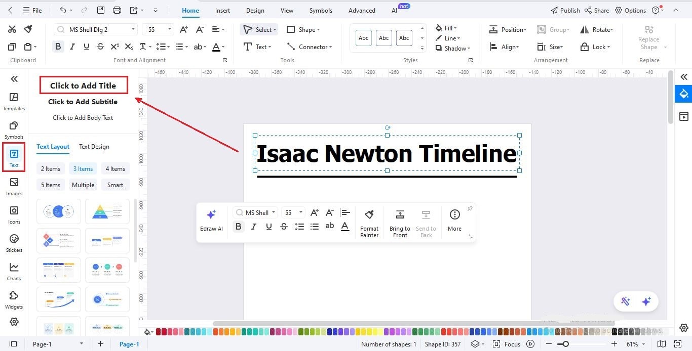 EdrawMax-Adding-heading-to-timeline