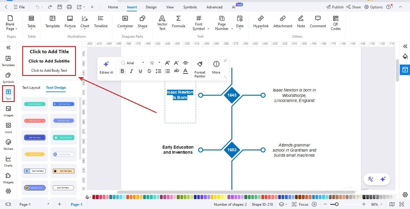 EdrawMax-Adding-text-to-timeline