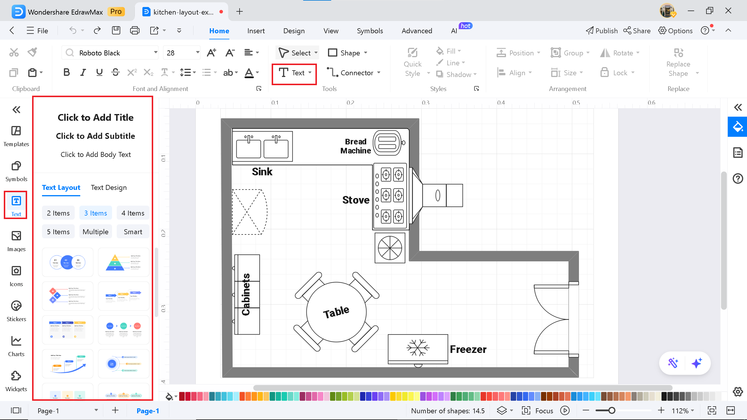 add text features on EdrawMax