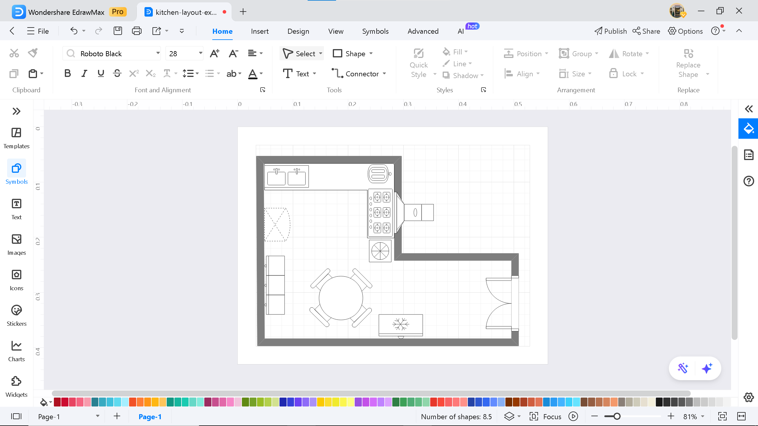 adding symbols to kitchen with EdrawMax