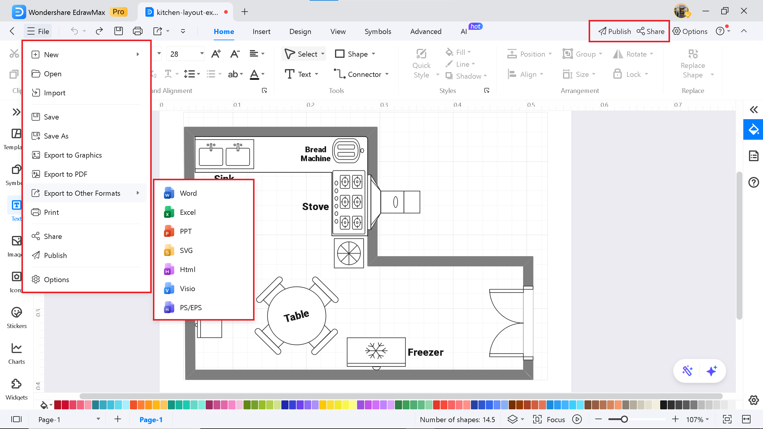 export features on EdrawMax