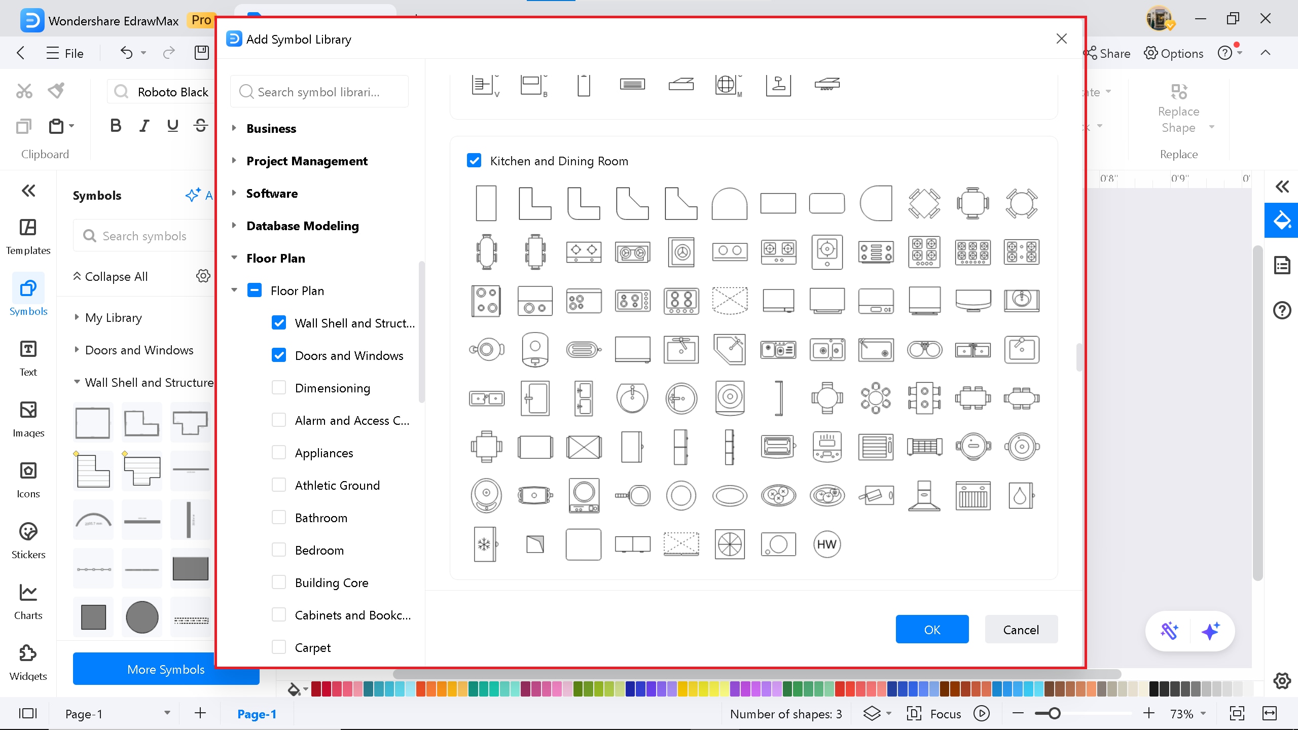 kitchen symbols on EdrawMax
