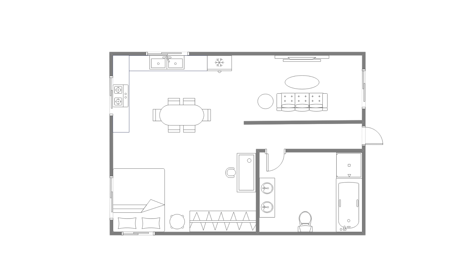 kitchen layout example on EdrawMax