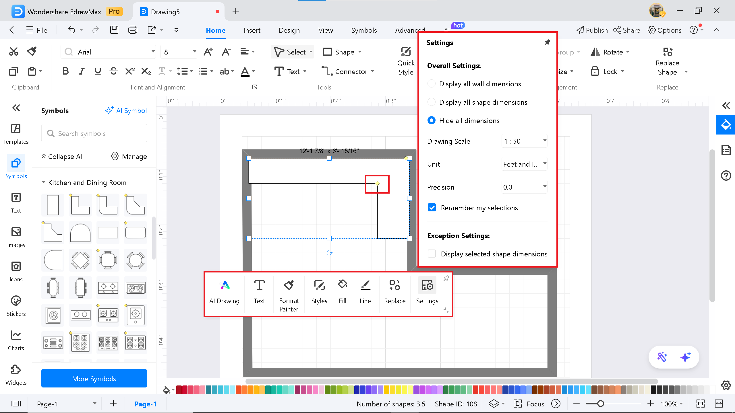 change the curvature of the symbols on EdrawMax