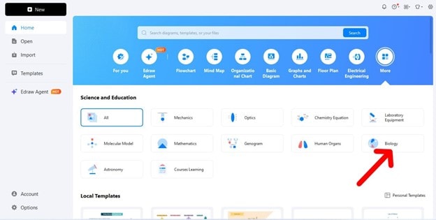 step of making a biology diagram on edrawmax