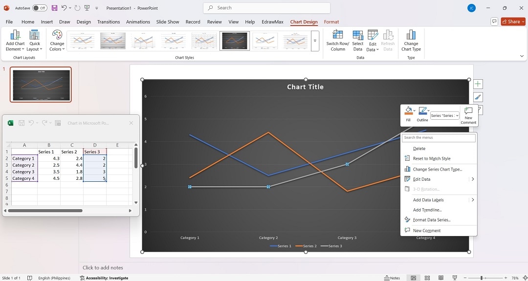 formatting the line chart