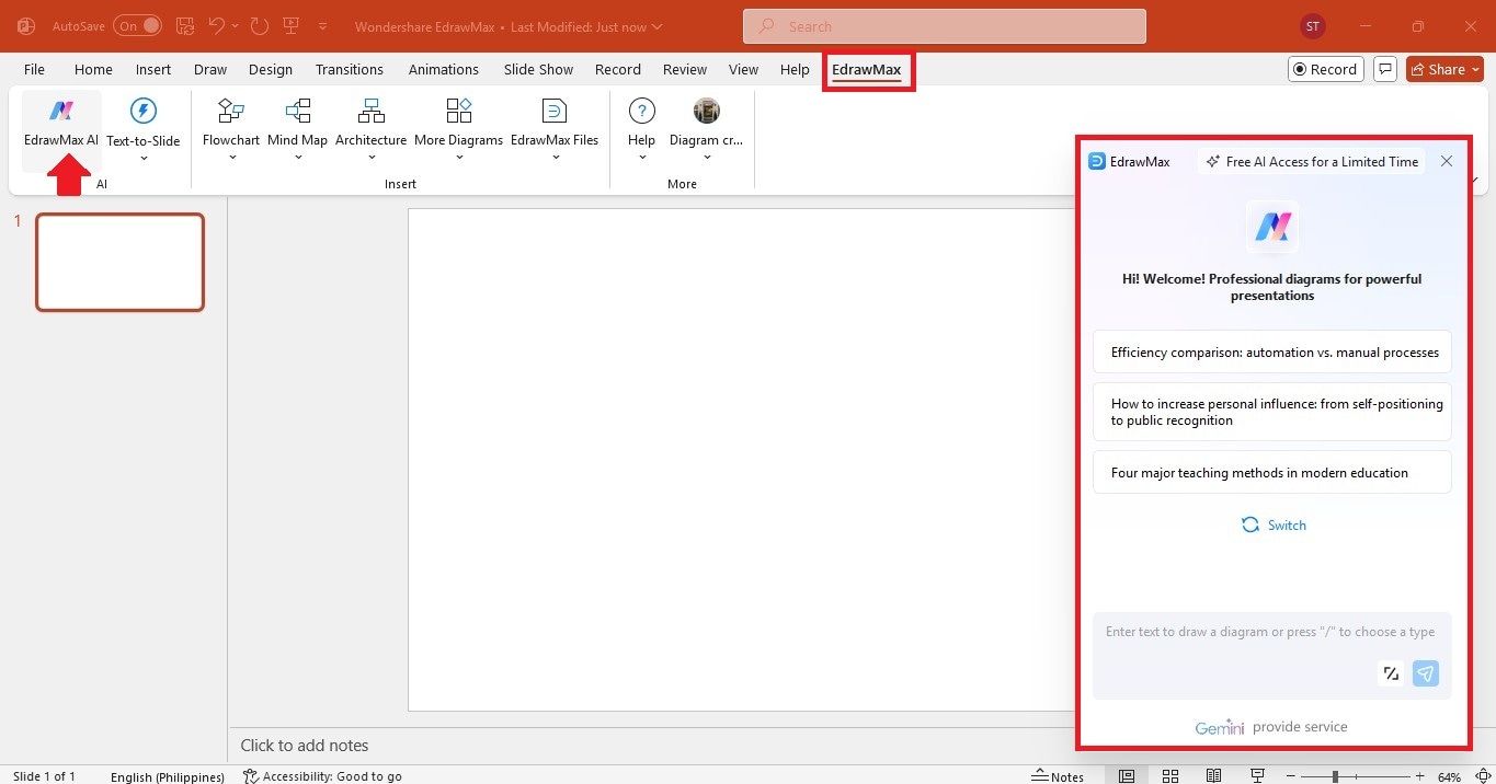 text prompt to mindmap in powerpoint