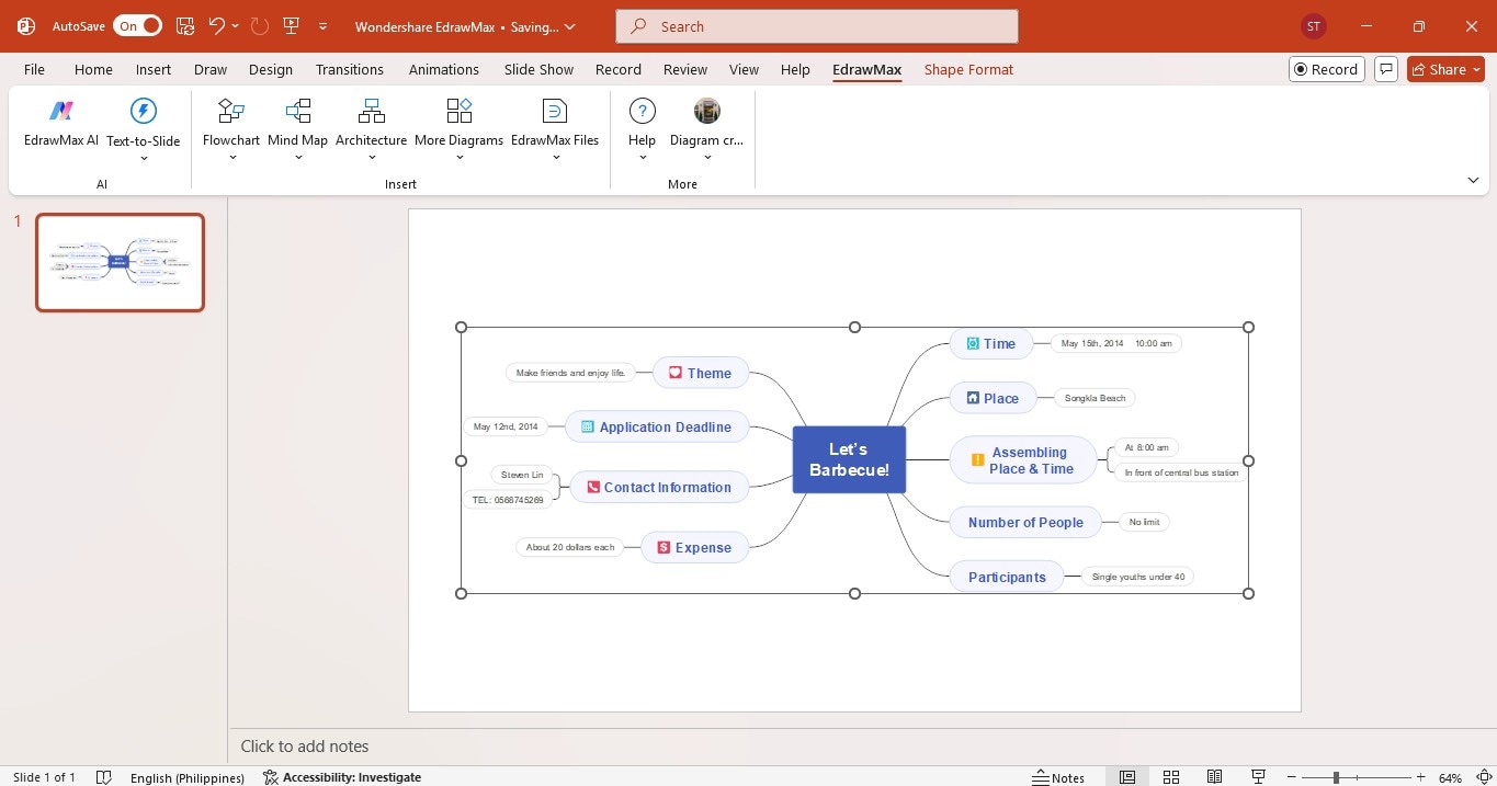 mindmap on powerpoint presentation